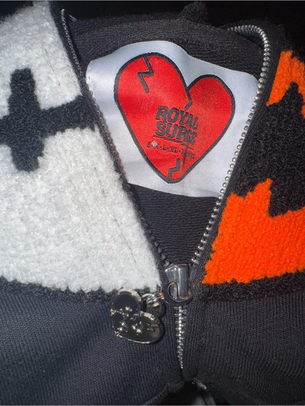 Black Halloween Graphic Zip Hoodie Jacket with Colorful Skull Patchwork